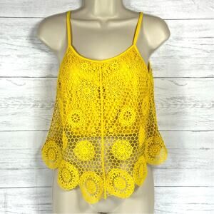 VTG Y2K Charlotee Russe XS crochet lace yellow cami cottage coquette babydoll